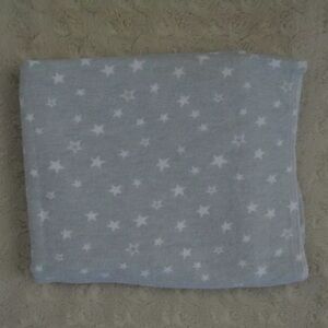 Parent's Choice Gray White Stars Baby Receiving Blanket Flannel Thin Cotton